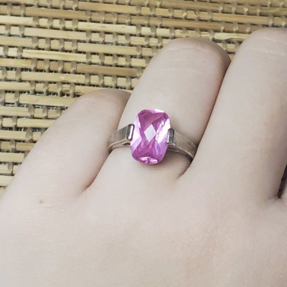 925 Sterling Silver FAS Large Oval Pink Ring